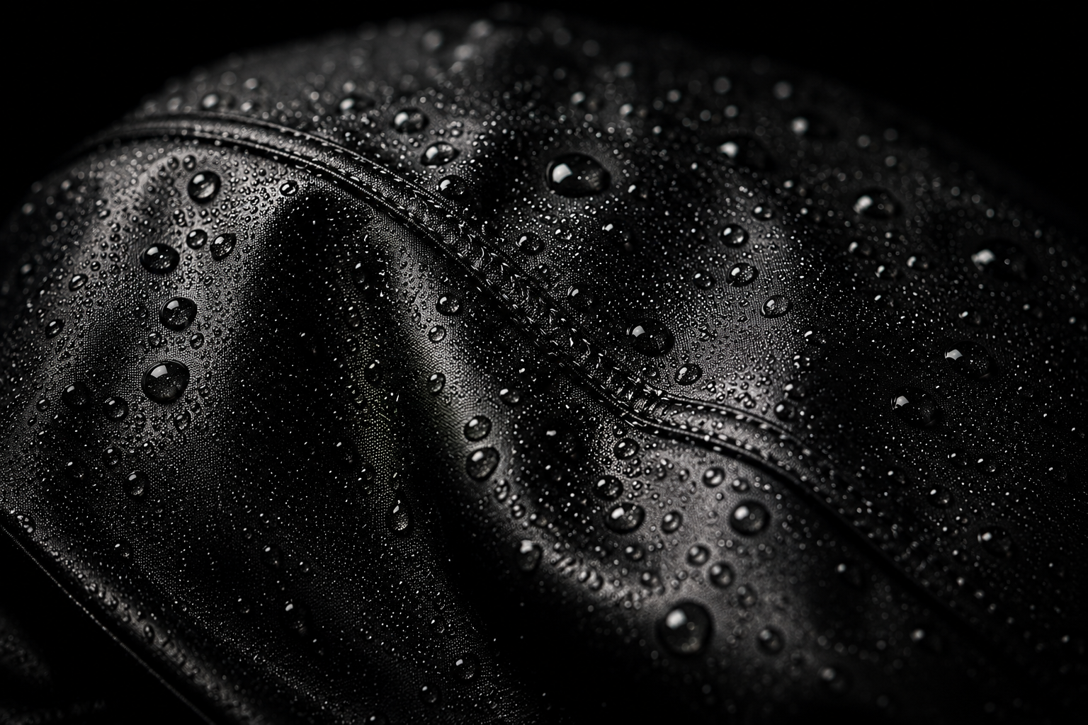 Macro detail of water beading on Aqua X waterproof fabric